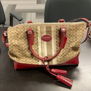 Coach Purse Style 21154 Red/Khaki